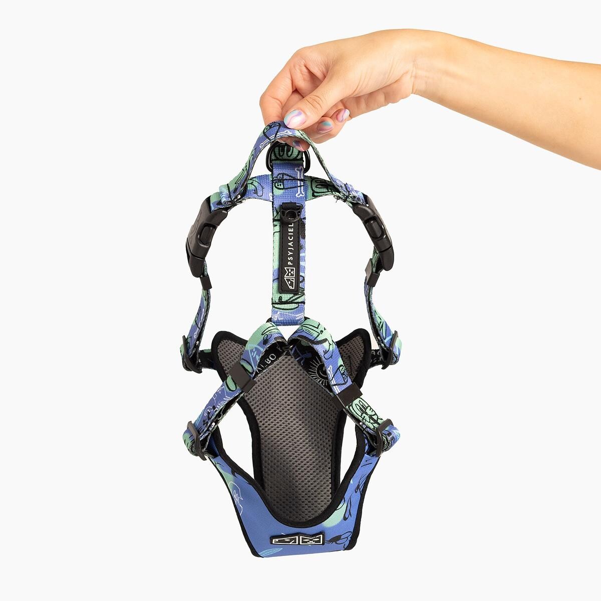 Szelki bezuciskowe dla psa lub kota "Spacer albo psikus" - Szerokość taśmy: 25mm, Rozmiar: XL