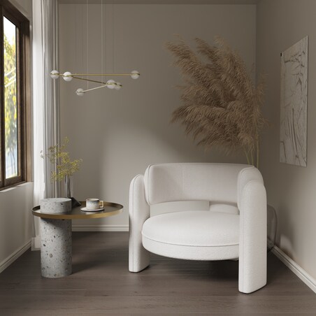 Fotel wypoczynkowy Bouclé kremowy