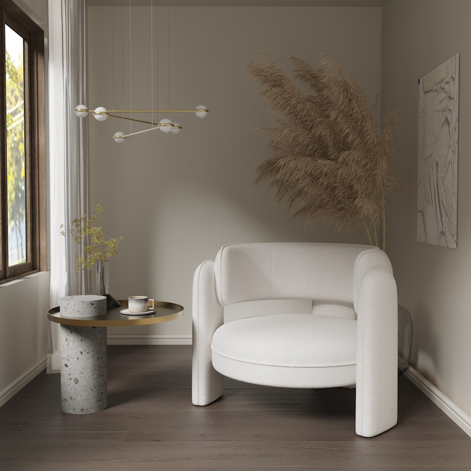 Fotel wypoczynkowy Bouclé kremowy