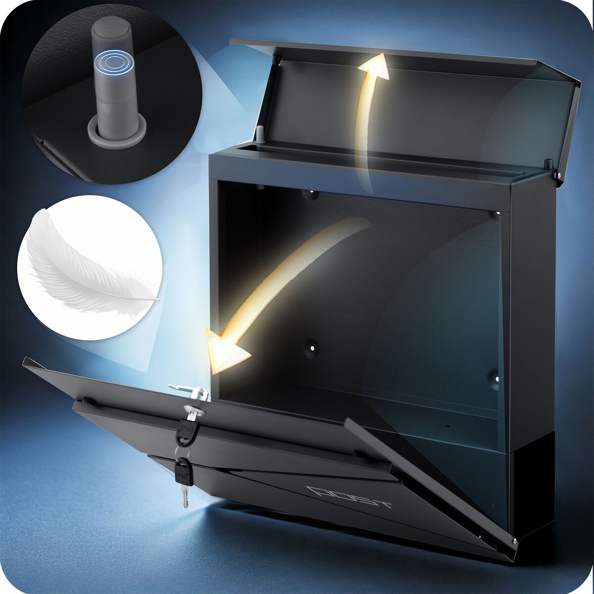 Skrzynka na listy z gazetnikiem Humberg pocztowa na bramę ogrodzenie stalowa antracyt