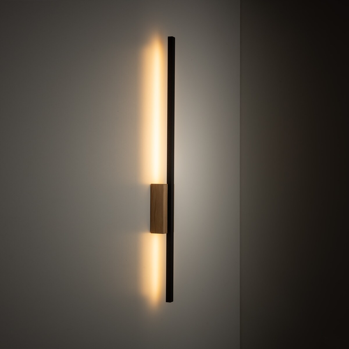 Kinkiet LED 24W TK Lighting FLASH WOOD 6019 czarny/drewno 79 cm neutralna biel 4000K nowoczesna lampa ścienna
