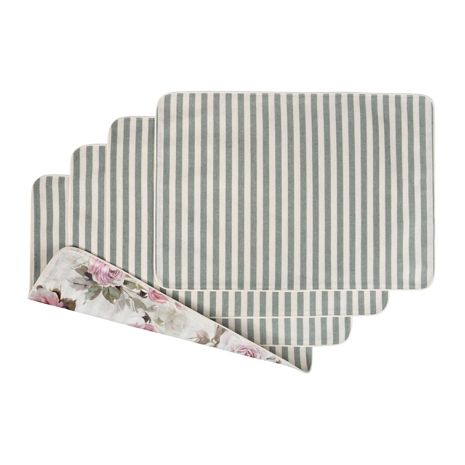 Mini dwustronne podkładki z motywem kwiatowym i eleganckich pasów Rose Garden & Stripes – komplet 6 szt.