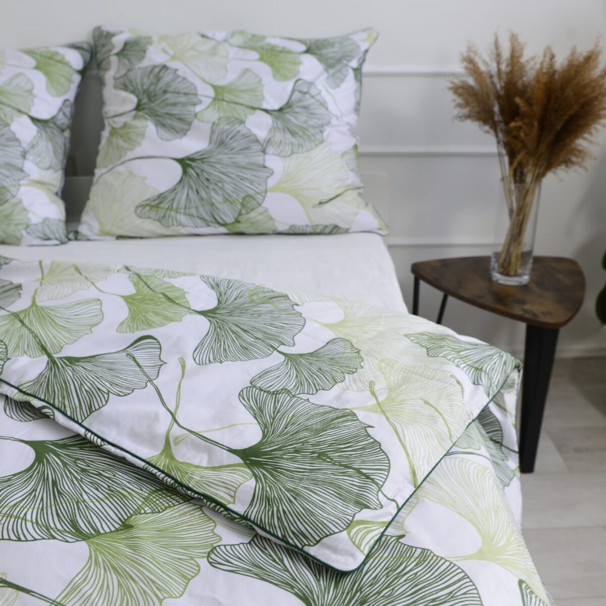Pościel bawełniana liście miłorzębu 180x200 + 2x50x60
