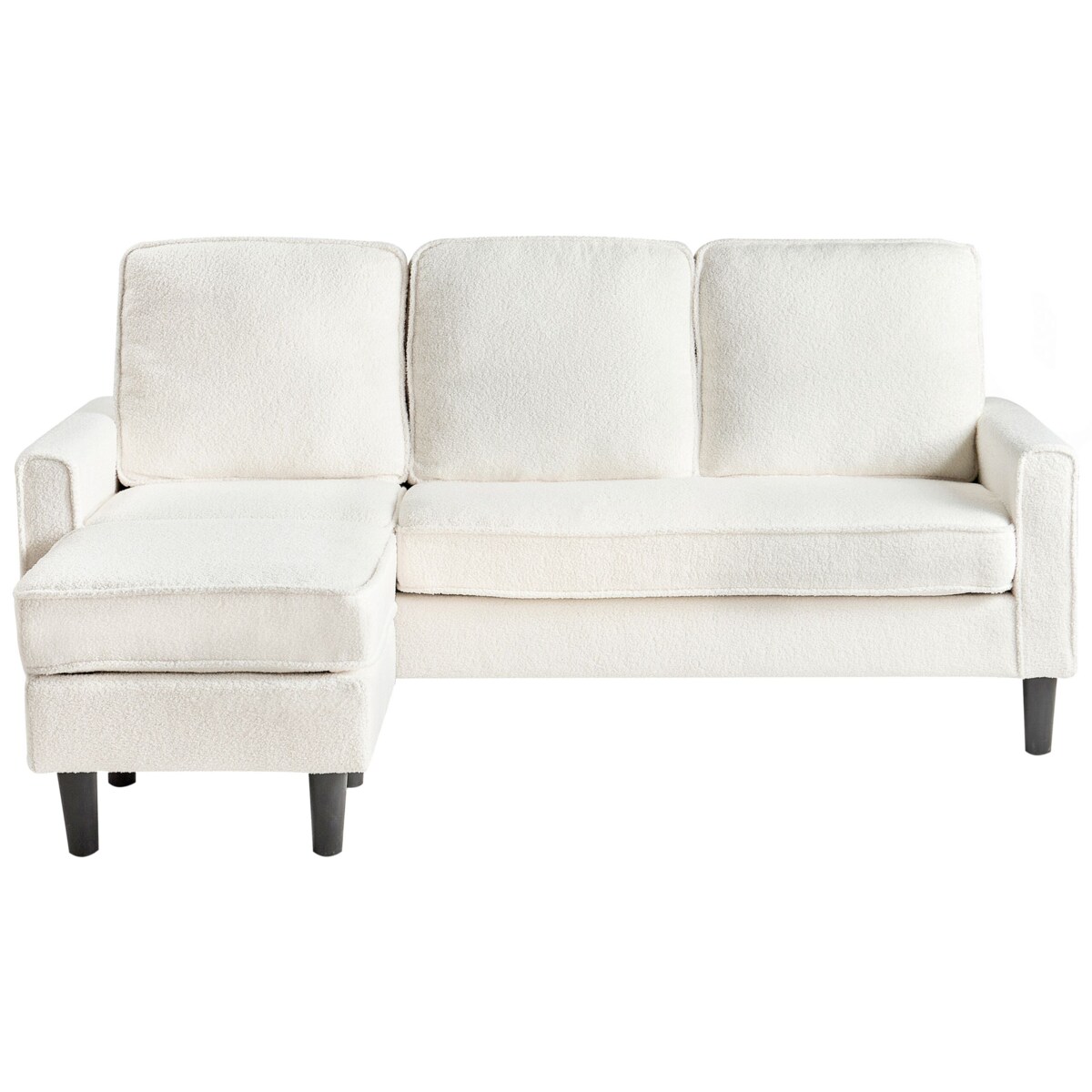 Sofa 3-osobowa z otomaną boucle biała AVESTA