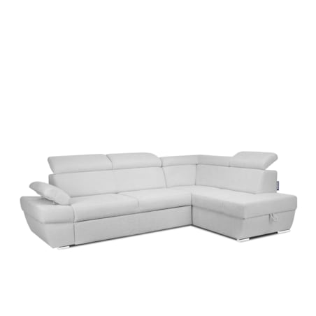 KONSIMO RATLO Narożnik rozkładany jagnięcy z pojemnikiem na pościel, szary, prawy