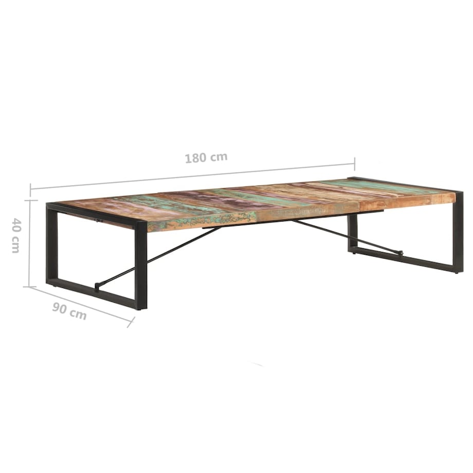 vidaXL Stolik kawowy, 180x90x40 cm, lite drewno z odzysku
