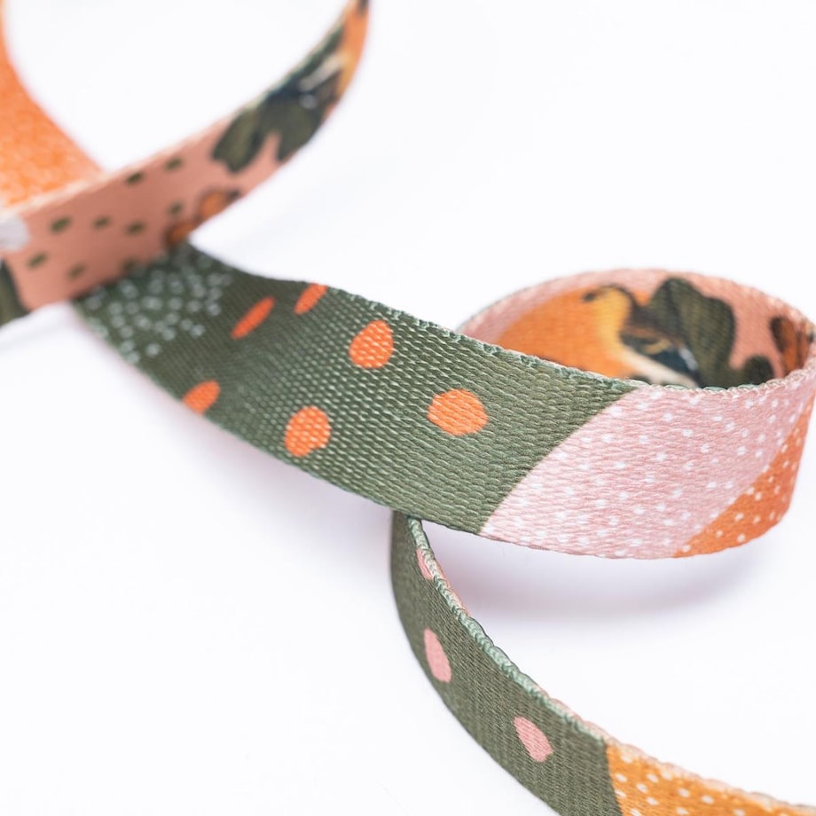 Smycz przepinana z amortyzatorem dla psa lub kota "Wie wiórka co dobre" - Szerokość taśmy: 25mm, Rozmiar: L oraz Rodzaj: Mały karabinek