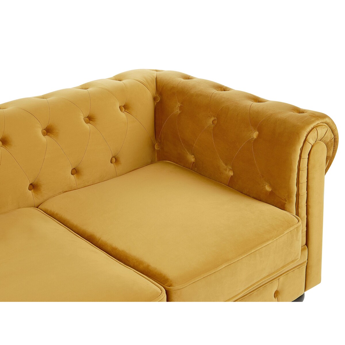 Sofa CHESTERFIELD Welur Musztardowy dla 3 osób