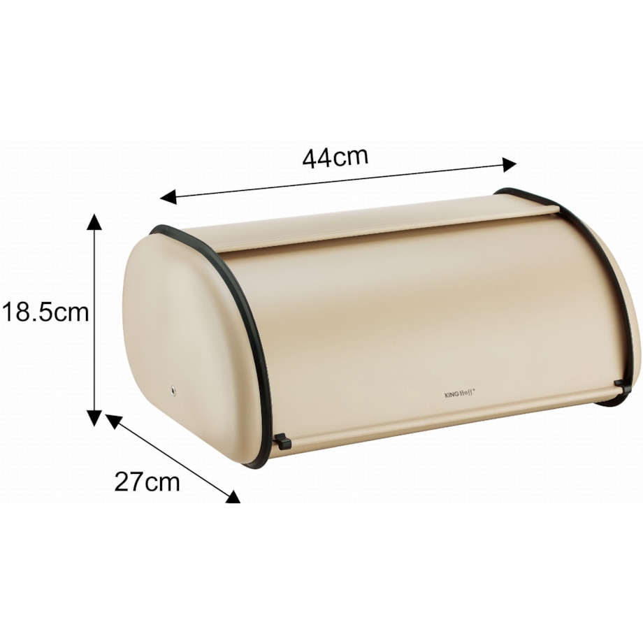 Chlebak stalowy duży 44cm beżowy matowy pojemnik na chleb pieczywo bułki KINGHOFF