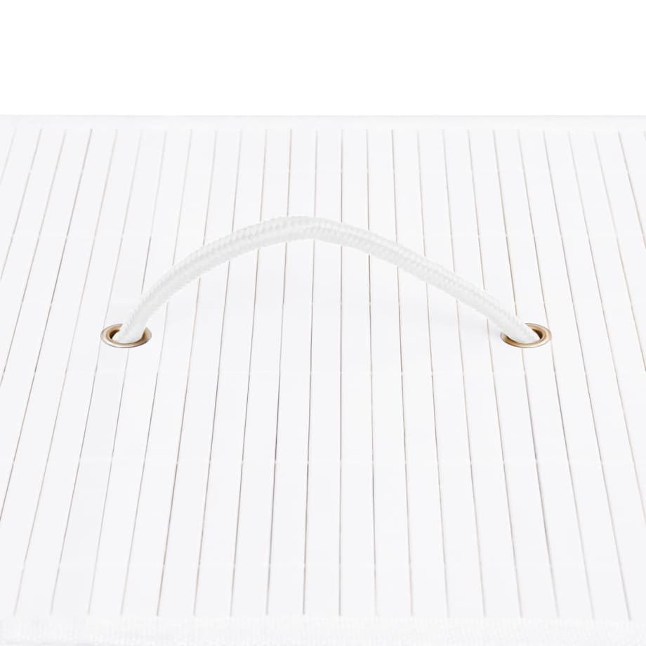 vidaXL Bambusowy kosz na pranie z pojedynczą przegrodą, biały, 83 L