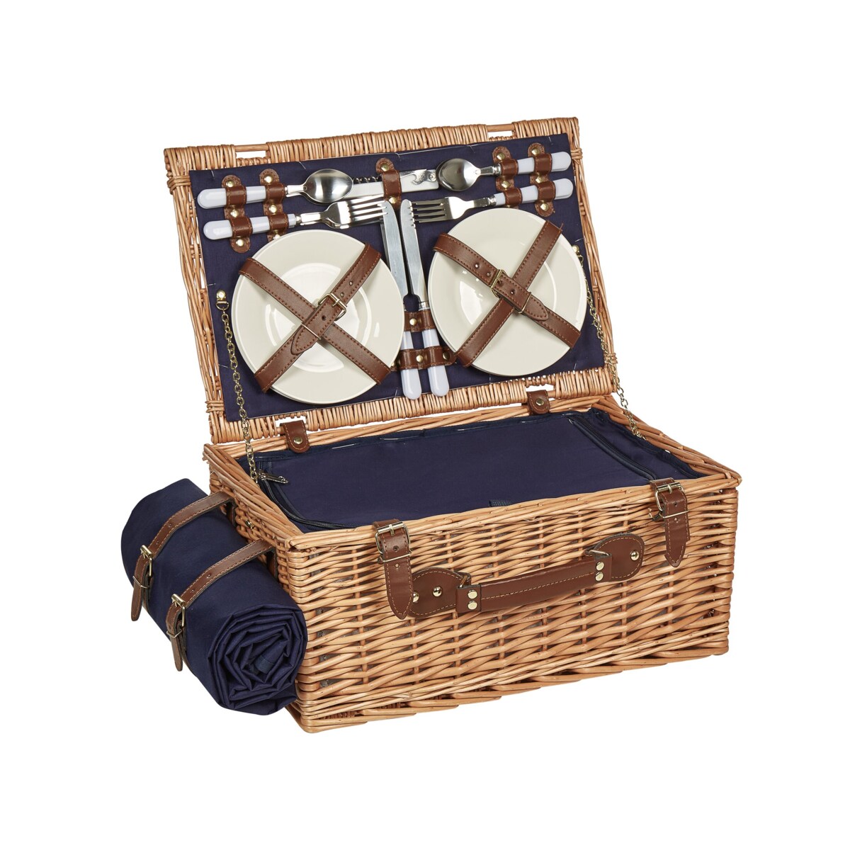 Kosz piknikowy z wikliny dla 4 osób naturalny CREPES