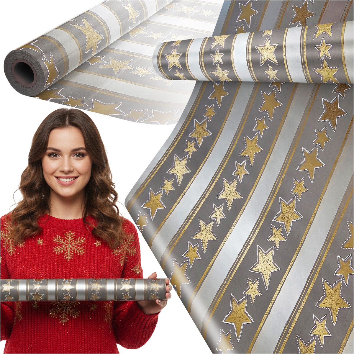 Papier prezentowy do pakowania prezentów 20 METRÓW MEGAROLKA Świąteczny Do Paczek Szwedzka Jakość