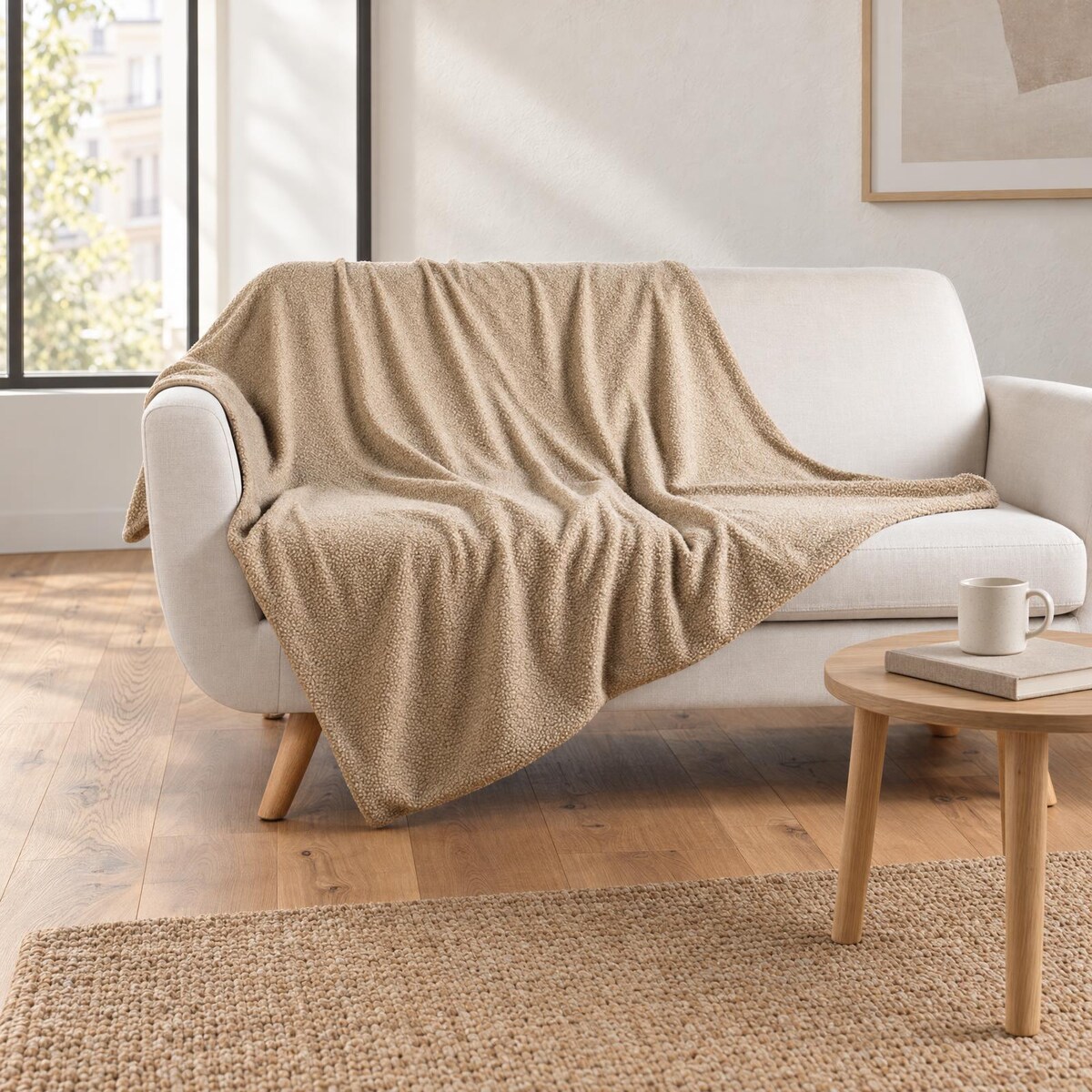 Pled WOOLY, 180 x 220 cm, kolor brązowy, poliester