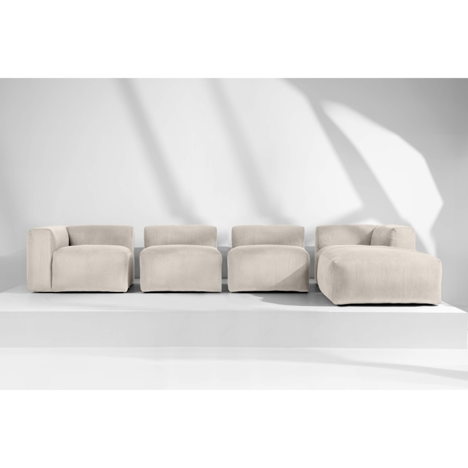 KONSIMO BUFFO Sofa narożna prawa 6-osobowa z wyjątkowo miękkim siedziskiem, kolor kremowy