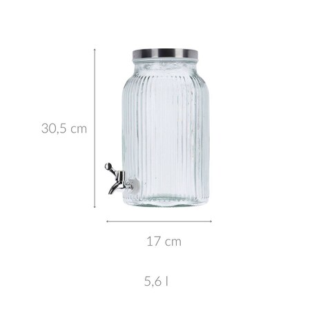 Szklany dyspenser do wody, z kranikiem, 5600 ml
