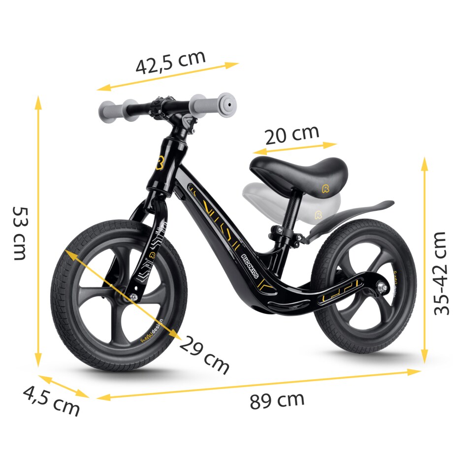 Rowerek biegowy dla dzieci magnesium Ricokids Funnu czarny 760500