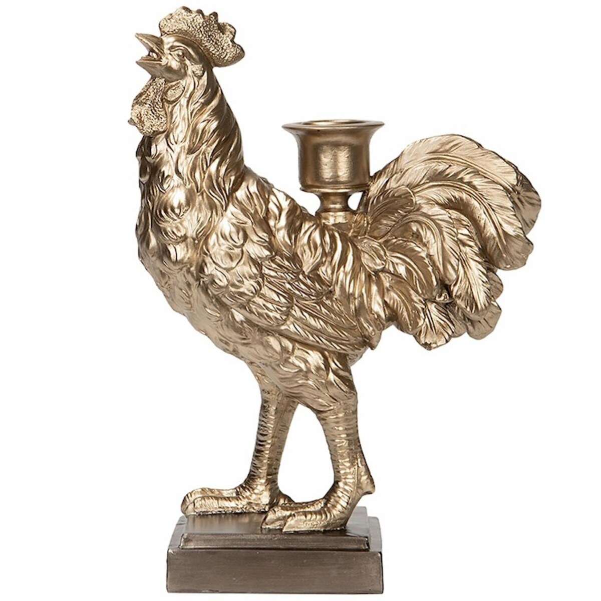 FIGURKA WIELKANOCNA KOGUT KURA ŚWIECZNIK ZŁOTY WIELKANOCNY DO DOMU SALONU