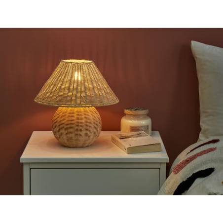 Lampa stołowa rattanowa jasna CINDER