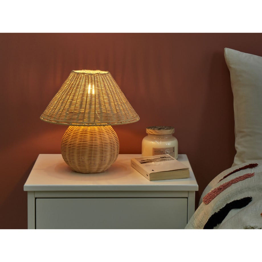 Lampa stołowa rattanowa jasna CINDER