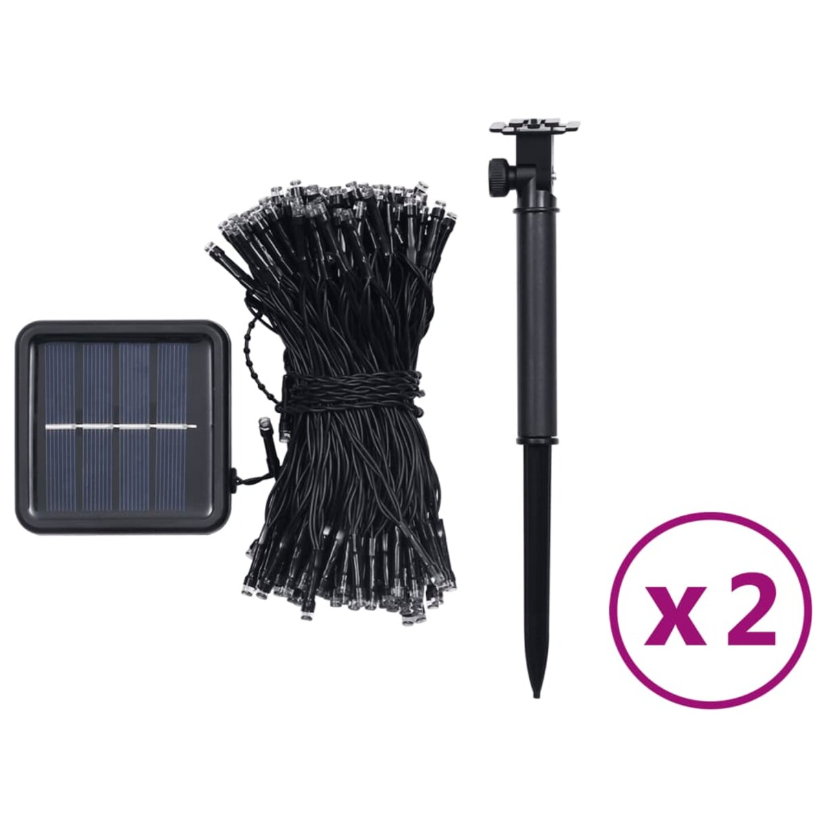 vidaXL Solarne lampki dekoracyjne, 2 szt., 2x200 LED, ciepłe białe