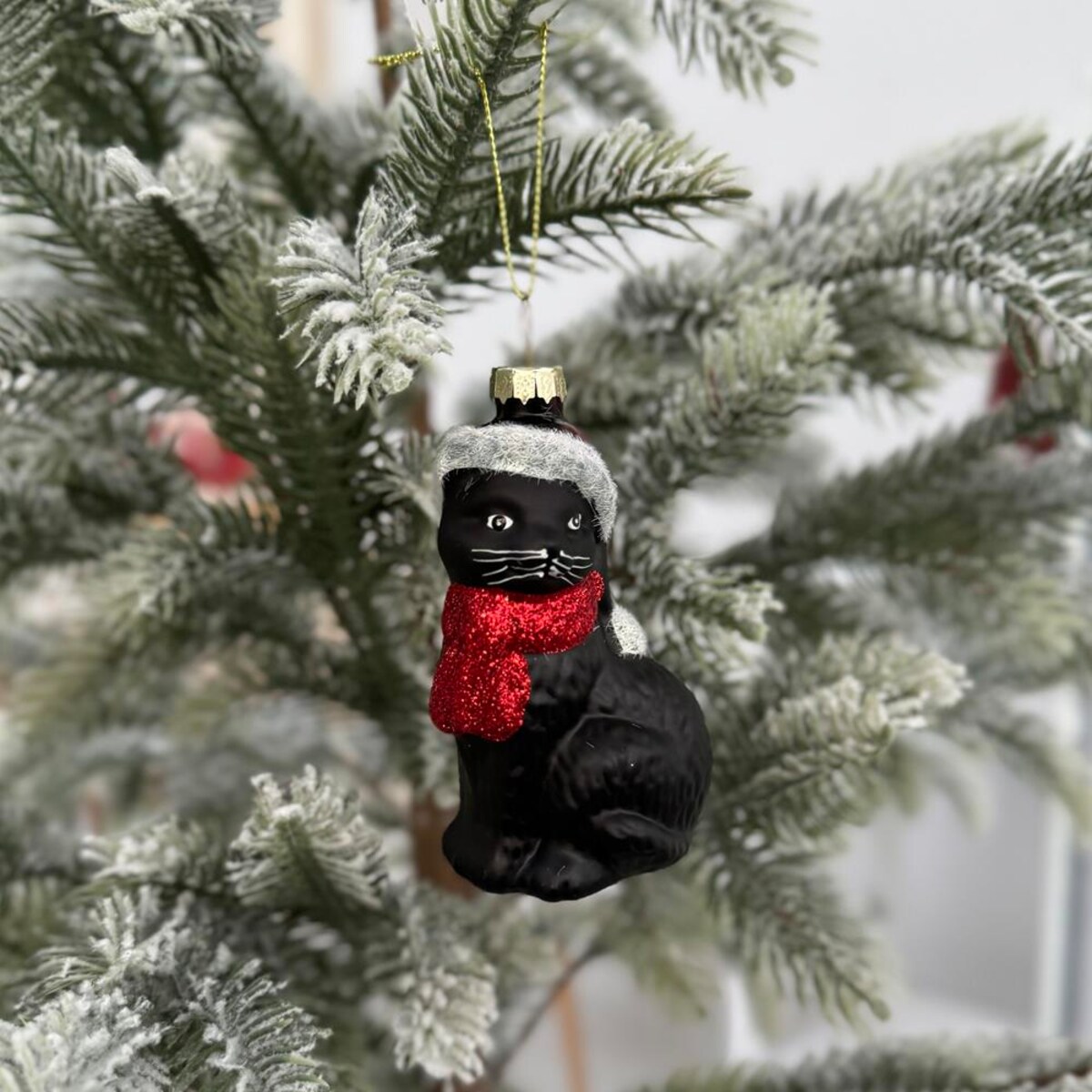 VILLA ITALIA Bombka szklana KOT czarny 9,5 cm