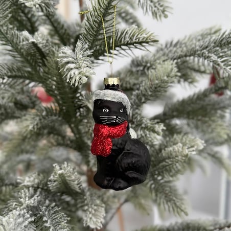 VILLA ITALIA Bombka szklana KOT czarny 9,5 cm