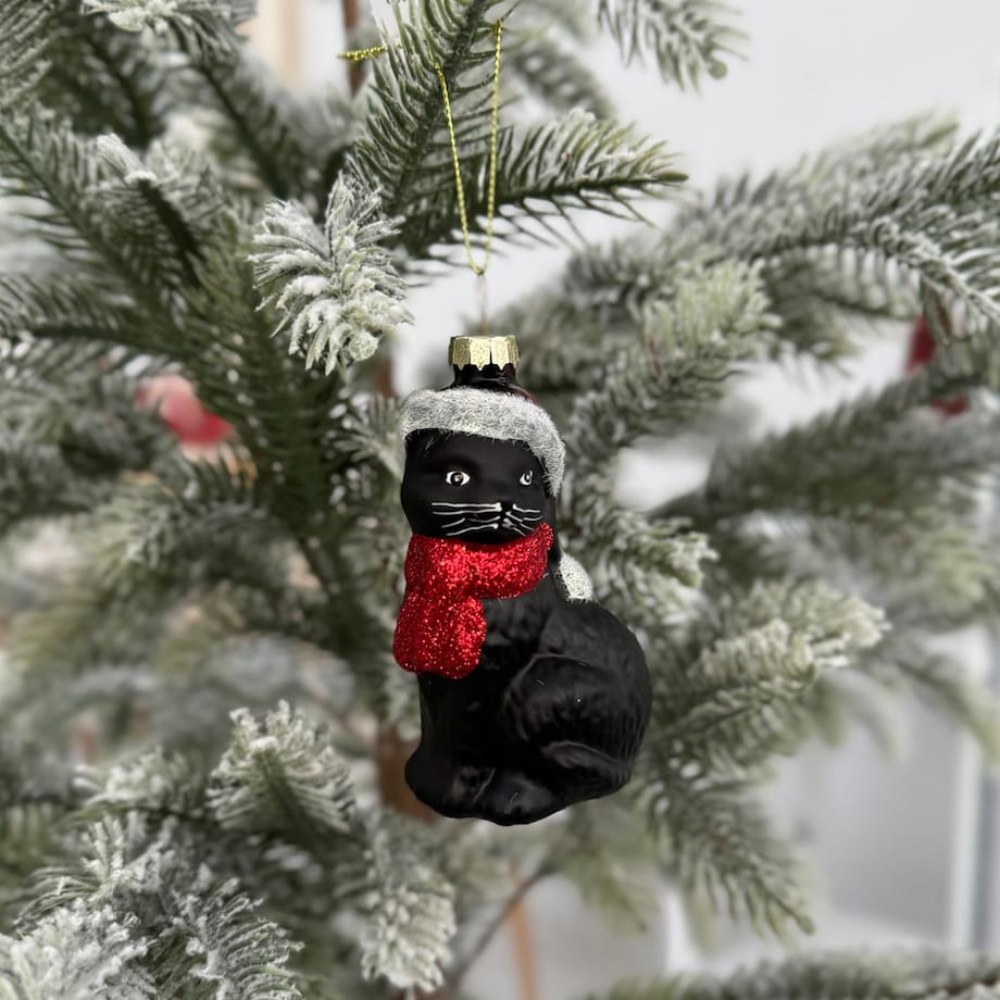 VILLA ITALIA Bombka szklana KOT czarny 9,5 cm