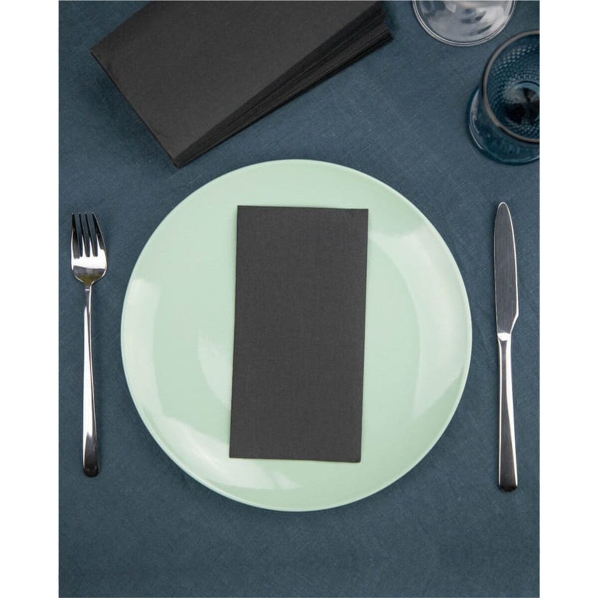 Czarne składane serwetki Renova 39x30cm 25 sztuk