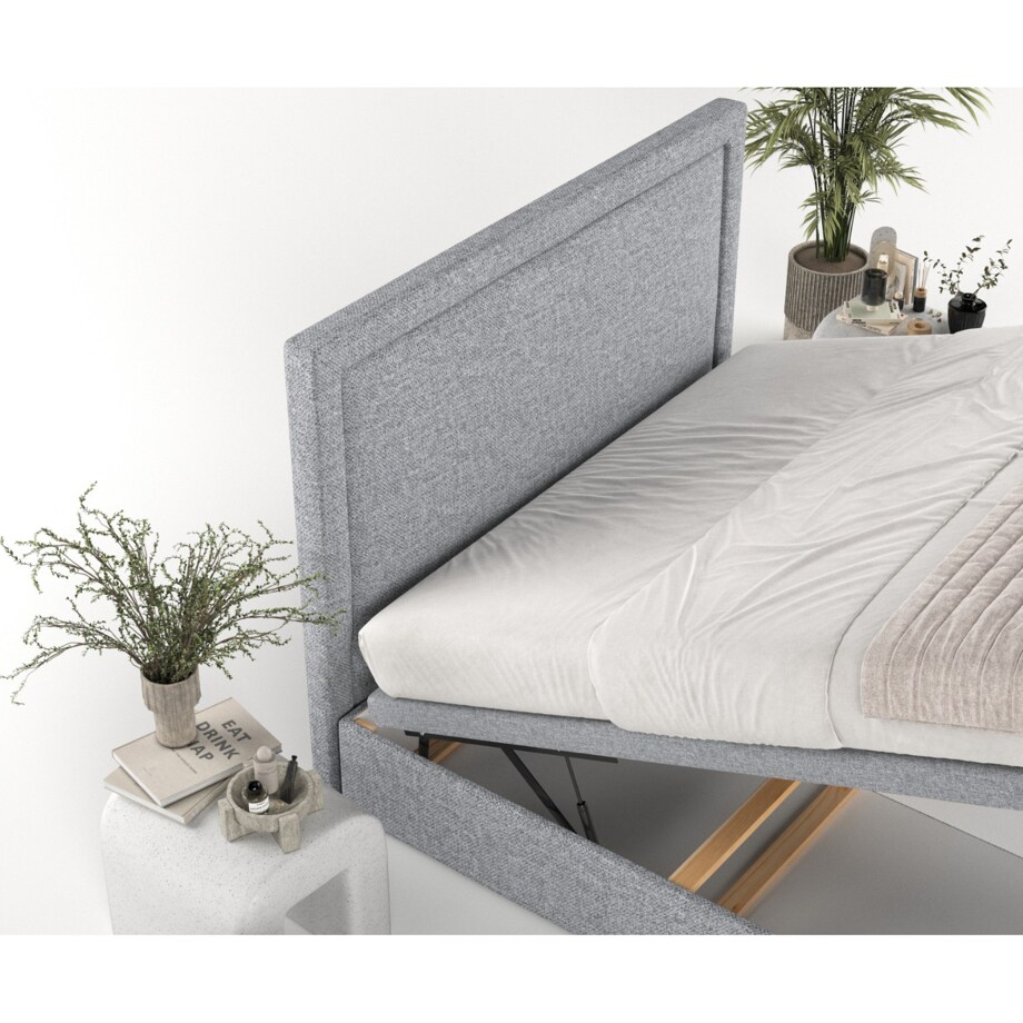 Łóżko tapicerowane SALMA 160x200 z pojemnikiem, Stalowy, tkanina Alta 16