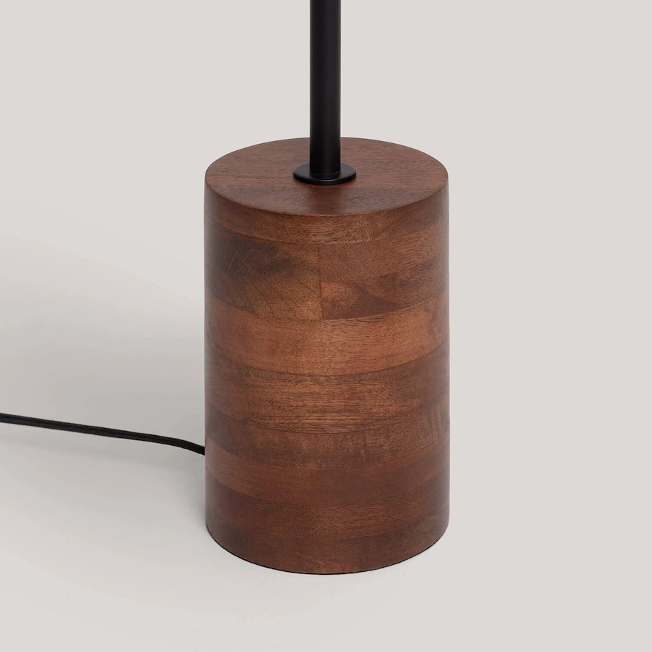 Lampa podłogowa z drewna z plisowanym kloszem Leonessa, 140 cm