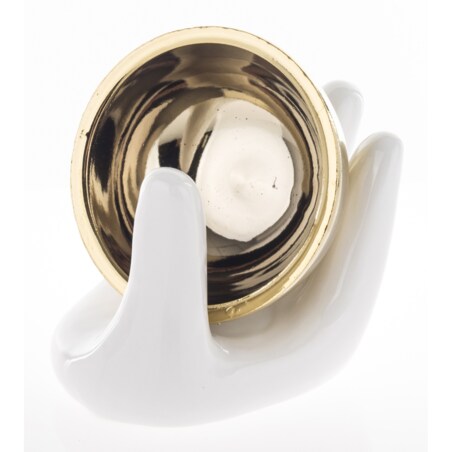 Kominek zapachowy ceramiczny 10x12x10,5 cm AROMA biało-złoty