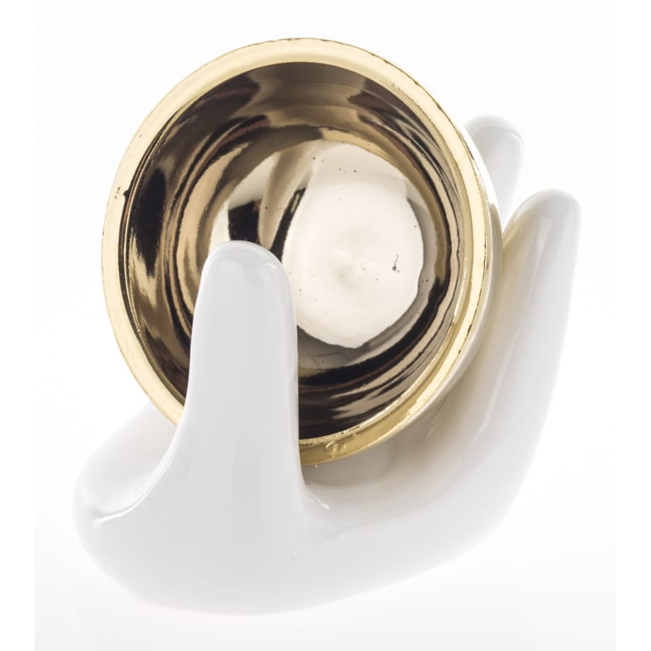 Kominek zapachowy ceramiczny 10x12x10,5 cm AROMA biało-złoty