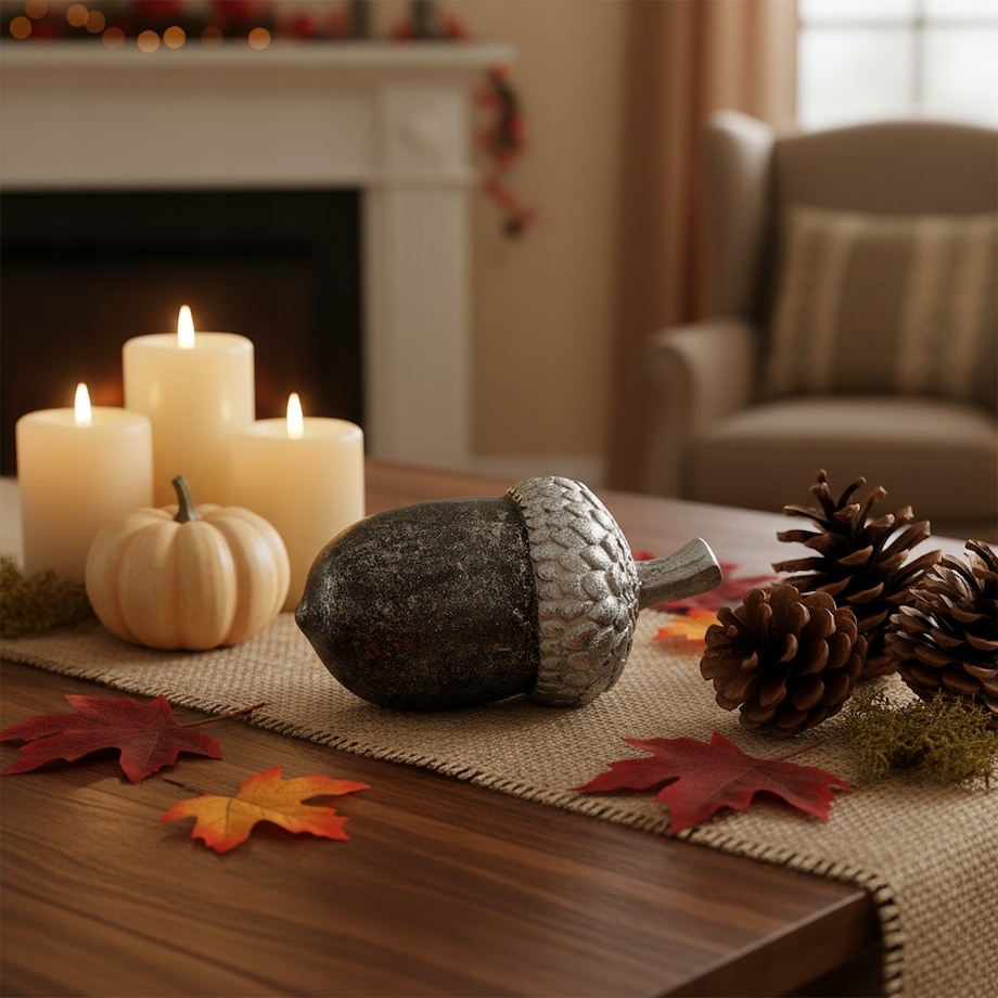 FIGURKA ŻOŁĄDŹ DEKORACYJNA JESIEŃ HALLOWEEN SREBRNA 13cm DO SALONU DOMU