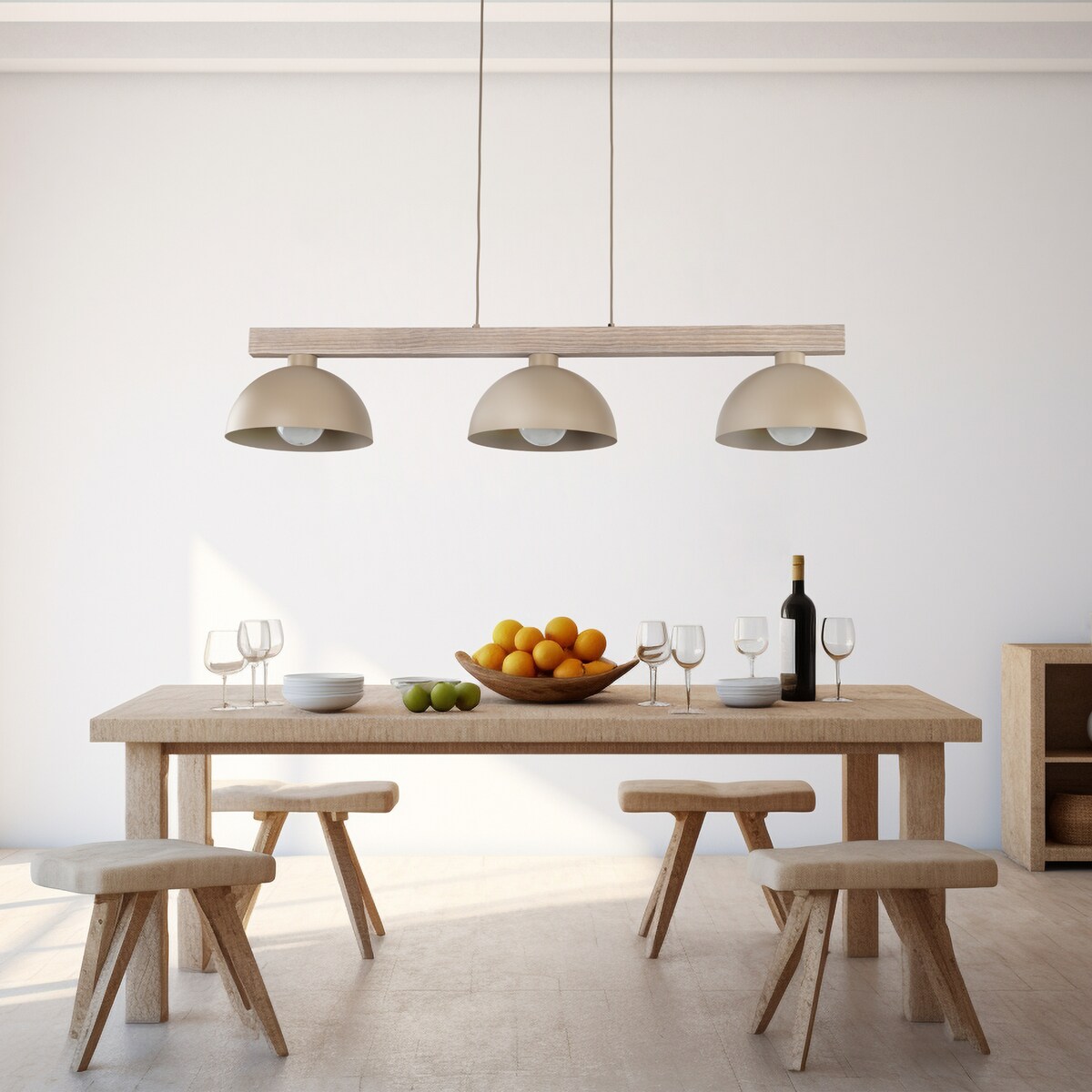 Lampa wisząca potrójna TK Lighting OSLO SABIA 11012 beżowa 3xE27 nowoczesna nad stół do salonu i kuchni