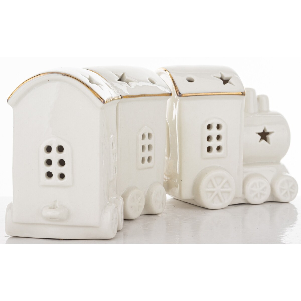 Dekoracja - ceramiczny pociąg LED 9x24x6 cm WHITE