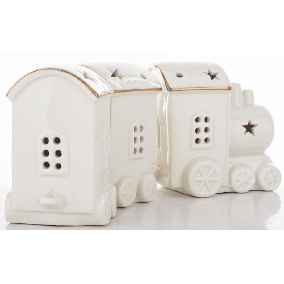 Dekoracja - ceramiczny pociąg LED 9x24x6 cm WHITE