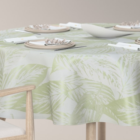 Obrus okrągły 160 x 160 cm zielone liście