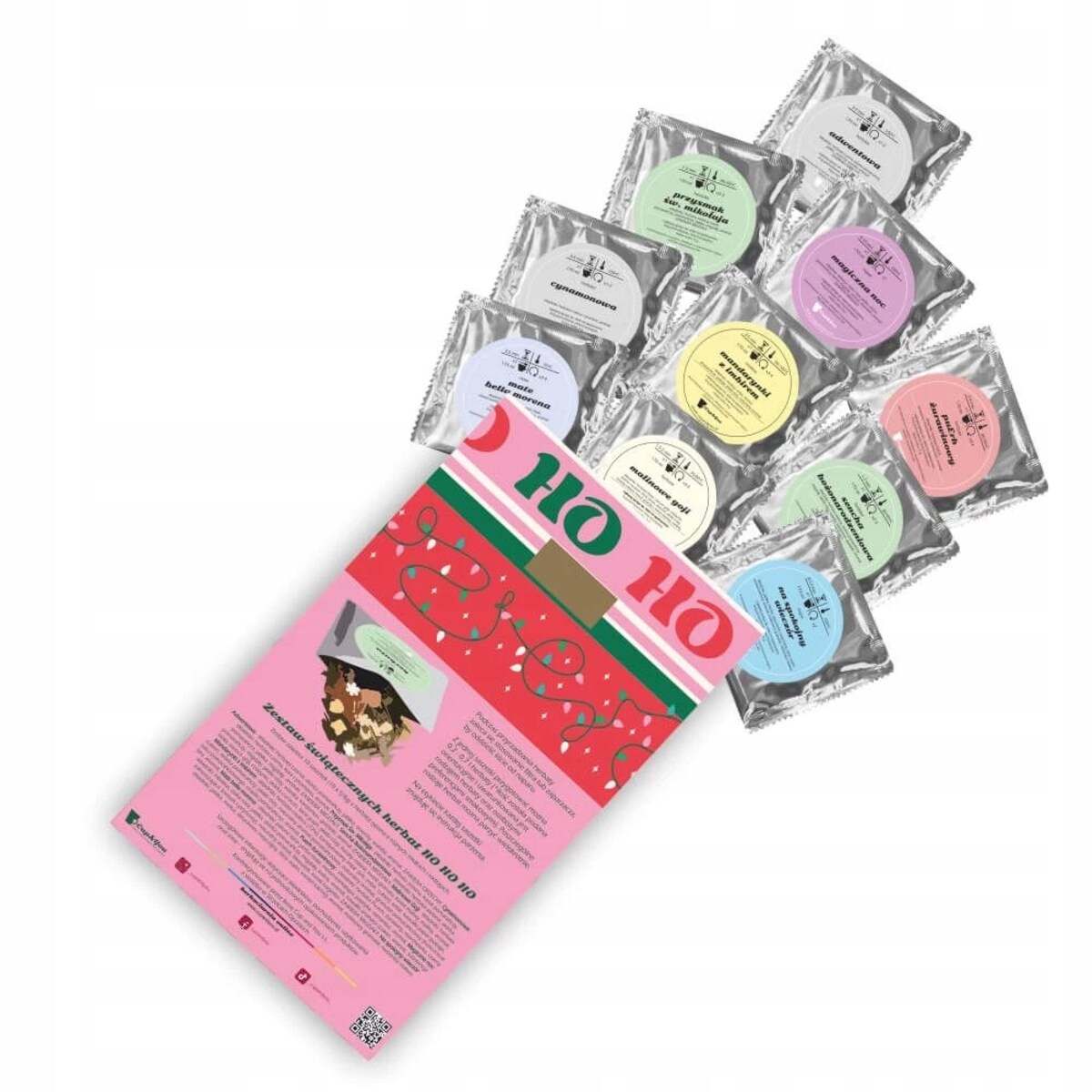 ŚWIĄTECZNY ZESTAW PREZENTOWY HERBATA SYPANA W SASZETKACH 10 SMAKÓW PREMIUM - PREZENT UPOMINEK NA MIKOŁAJA ŚWIĘTA GWIAZDKĘ BOŻE NARODZENIE POD CHOINKĘ DLA KOBIETY FACETA