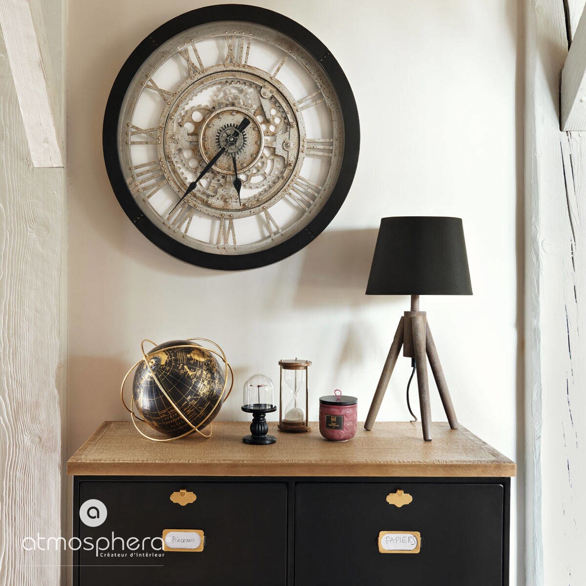 Ozdobna klepsydra, obudowa z drewna mango i metalu