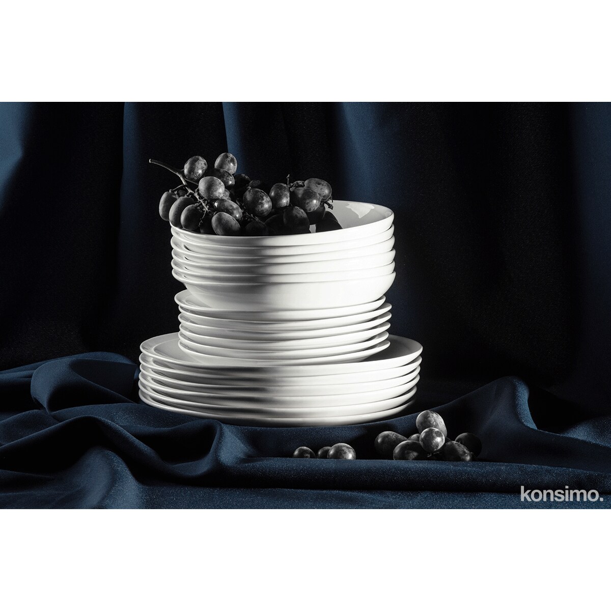 Konsimo RESEDA Zestaw obiadowy porcelanowy dla 6 osób biały, biały