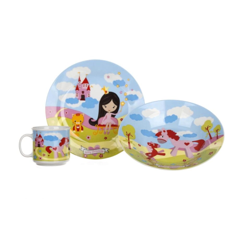KOMPLET obiadowy śniadaniowy 3cz dla DZIECI księżniczka TALERZE box miska