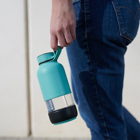 LÉKUÉ TO GO szklana butelka, turkusowa