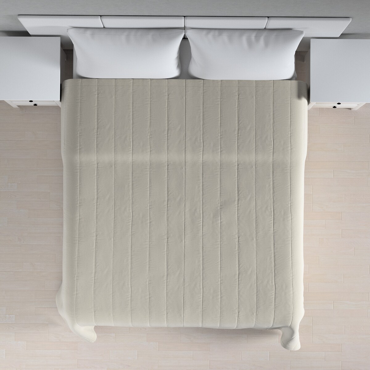 Narzuta pikowana w pasy 130x210 jasno szary welwet