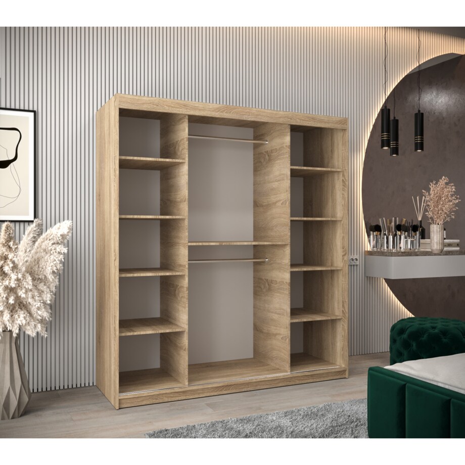 Szafa przesuwna Garderoba PROMO V2 180 sonoma/czarny