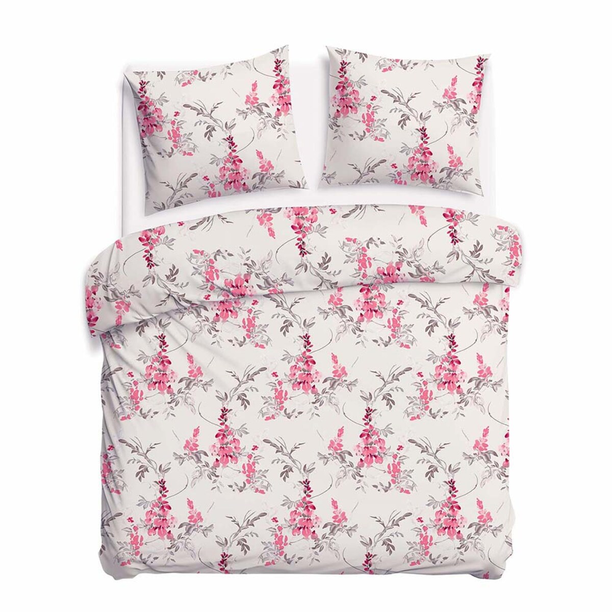 Pościel bawełniana 180x200 Rozalia beżowa w różowe kwiaty, Cottonlove