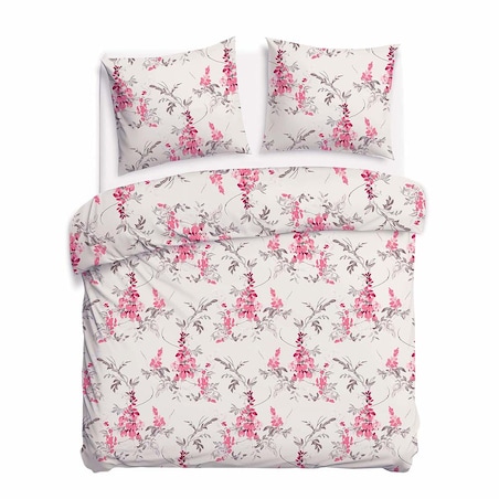 Pościel bawełniana 180x200 Rozalia beżowa w różowe kwiaty, Cottonlove