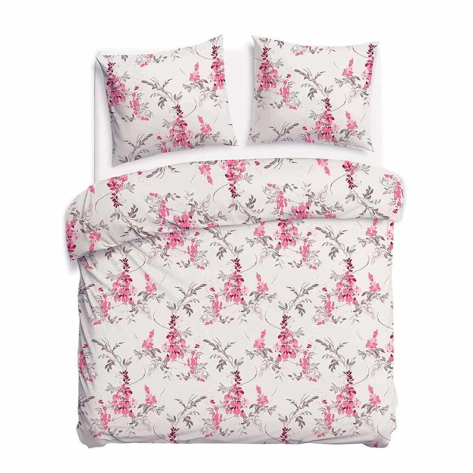 Pościel bawełniana 180x200 Rozalia beżowa w różowe kwiaty, Cottonlove