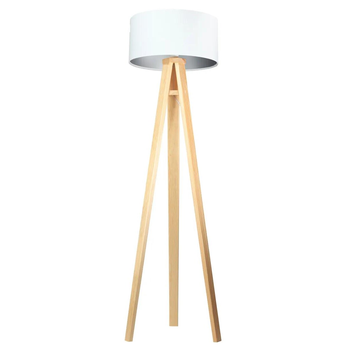 Lampa stojąca HOME 40 biała/srebrna/sosna