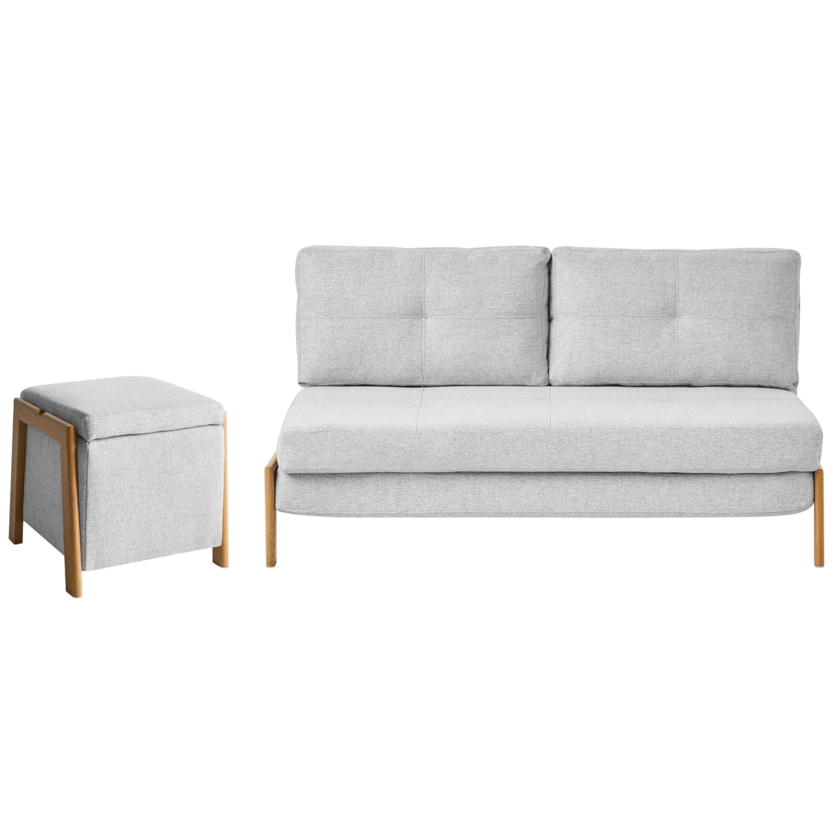 Komplet wypoczynkowy dla 3 osób EDLAND Jasnoszary z pufą