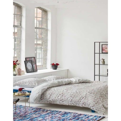 Elegancki komplet pościeli z bawełny satynowej w nowoczesne wzory w kolorze szarym, poszewka ozdobna, pościel Esprit, 200 x 220 cm